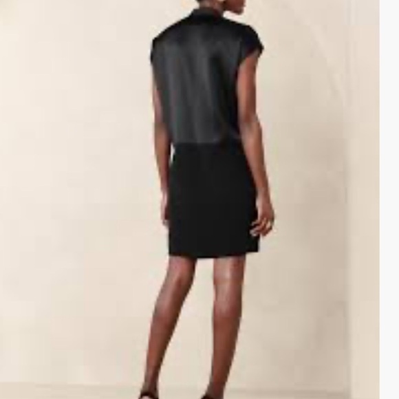 [L]Banana Republic Black CLAUDINE MINI DRESS Elegant Classic Satin - Picture 3 of 9